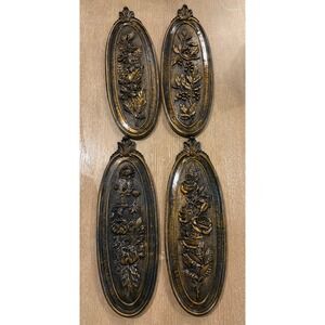 Vintage 1974 Syroco Dart Ind Homco Floral Wall Hanging Plaque Set 7313-7316 MCM